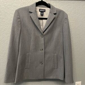 Lands' End Women's Gray Blazer Wool Jacket Size 10